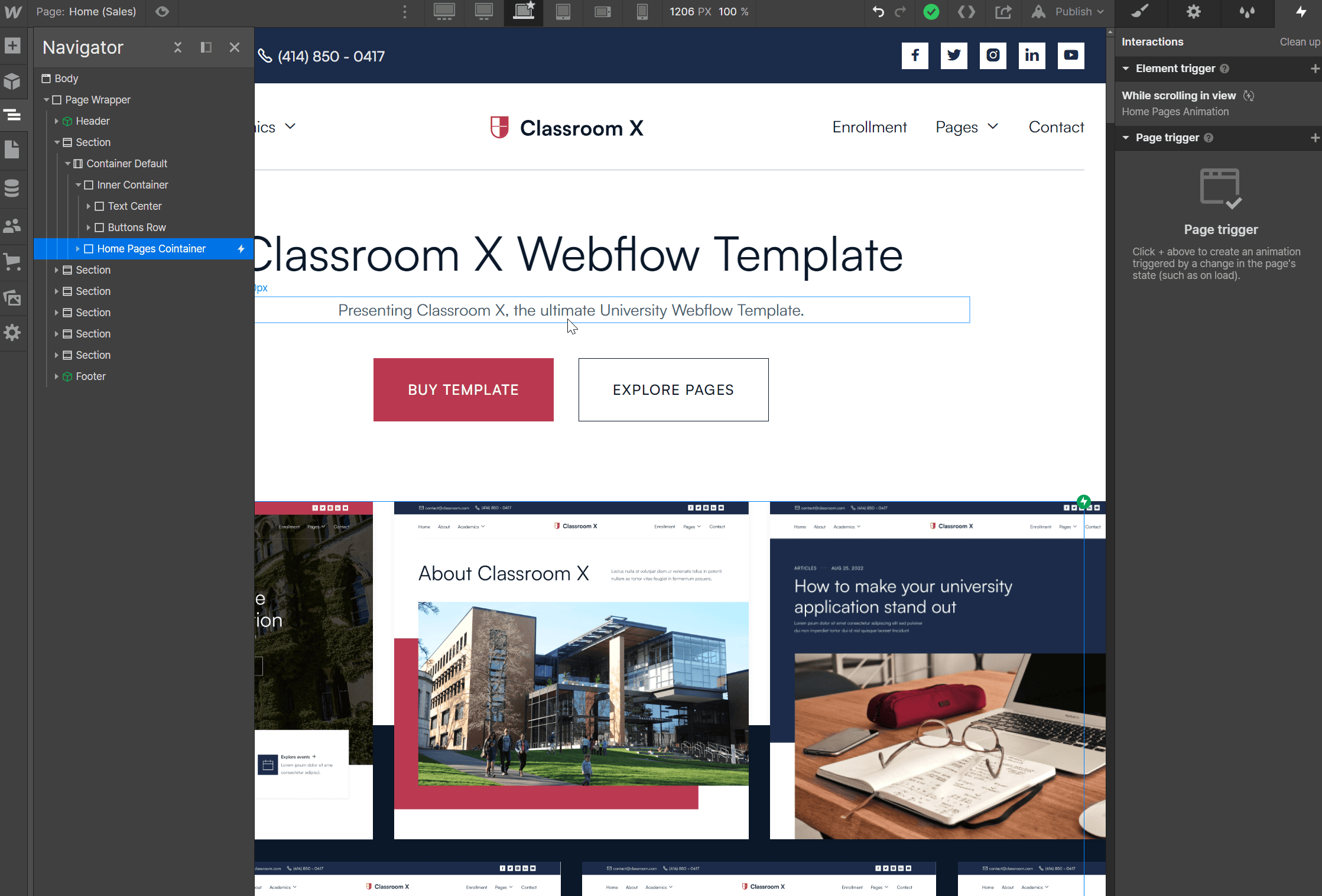 Animations - Classroom X Webflow Template