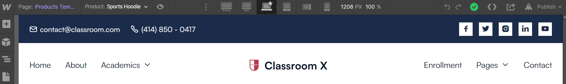 Responsive Design - Classroom X Webflow Template